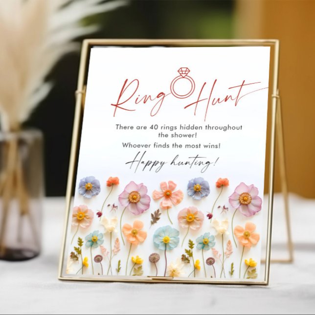 Pastel Pink Bohemian Wildflowers Ring Hunt Sign (Creator Uploaded)