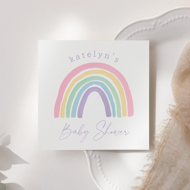 Pastel Pink Boho Rainbow Baby Shower Napkin (Creator Uploaded)