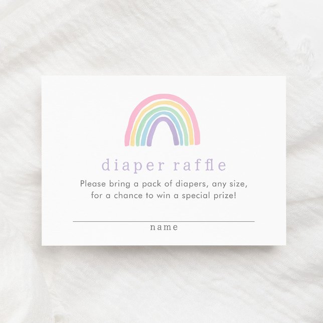 Pastel Pink Boho Rainbow Diaper Raffle Ticket Enclosure Card (Creator Uploaded)