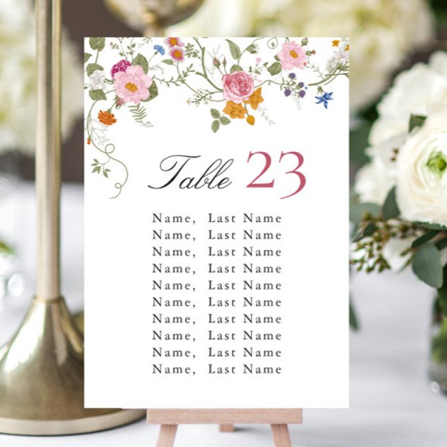 Pastel Pink Boho Wildflower Wedding Table Number (Creator Uploaded)