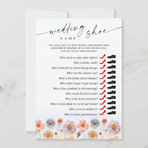 Pastel Pink Boho Wildflowers Bridal Game Card