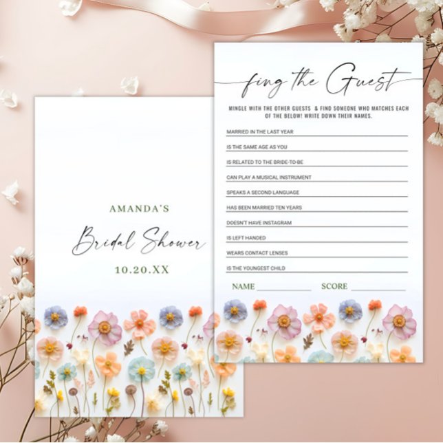 Pastel Pink Boho Wildflowers Bridal Shower Game (Creator Uploaded)