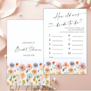 Pastel Pink Boho Wildflowers Bridal Shower Game