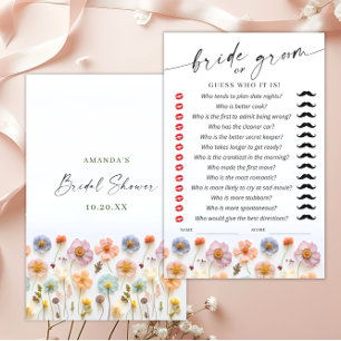 Pastel Pink Boho Wildflowers Bridal Shower Game