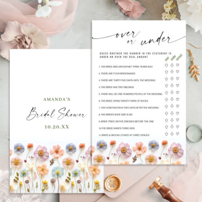 Pastel Pink Boho Wildflowers Bridal Shower Game (Creator Uploaded)