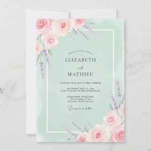 Pastel Pink Botanical Flourish Wedding Invitation