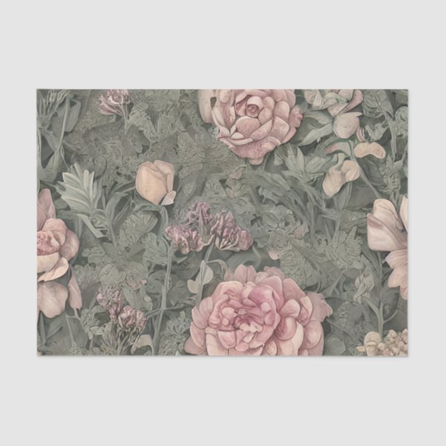 Pastel Pink Botanical  Tissue Paper (Front)
