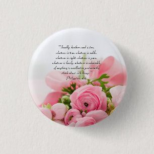Pastel Pink Bouquet of Flowers Bible Verse 3 Cm Round Badge