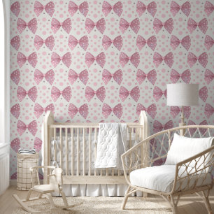 Pastel pink bows and dots wallpaper