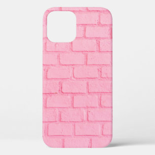 Pastel pink brick background wall texture. pink re iPhone 12 case