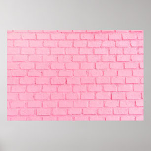 Pastel pink brick background wall texture. pink re poster