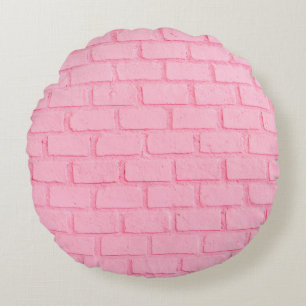 Pastel pink brick background wall texture. pink re round cushion