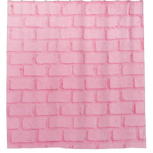 Pastel pink brick background wall texture. pink re shower curtain