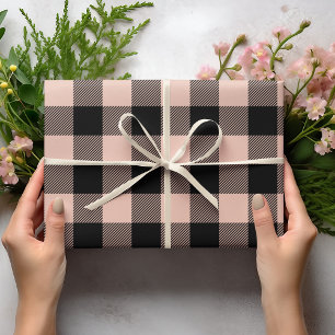 Pastel Pink Buffalo Plaid Blush  Wrapping Paper