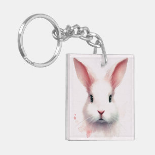 Pastel Pink Bunny Acrylic Keychain – Cute Design