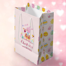 Pastel Pink Bunny Garden Egg Pattern Kids Birthday