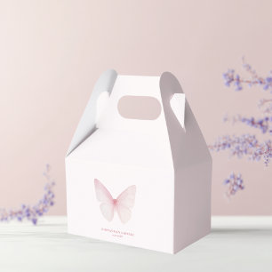 "Pastel Pink Butterfly Baby Shower  Favour Box