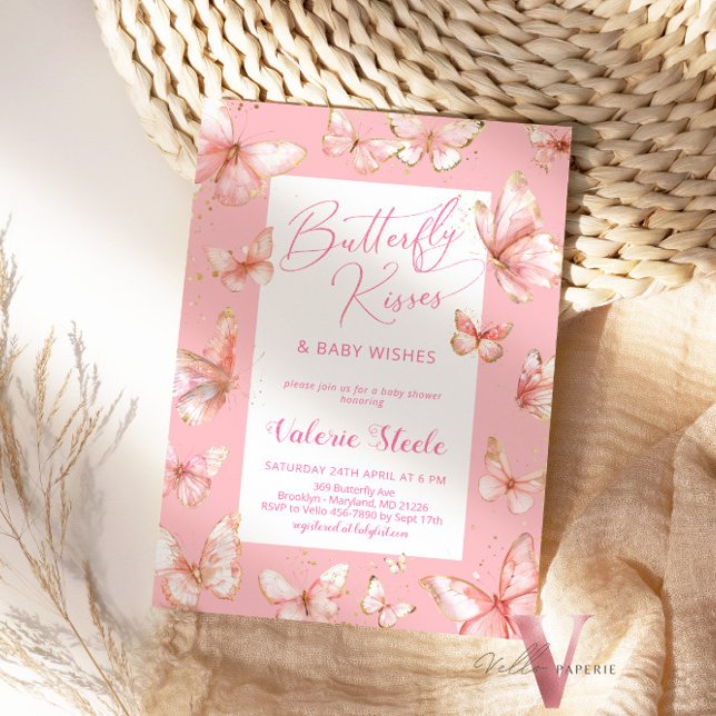 Pastel Pink Butterfly Baby Shower Invitation (Creator Uploaded)
