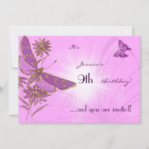 Pastel Pink Butterfly Birthday Invitation Card