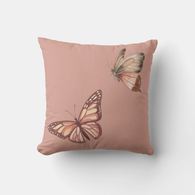 Pastel Pink Butterfly Throw Pillow (Front)