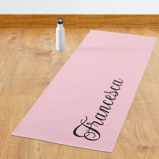 Pastel Pink Calligraphy Name | Stylish Simple Yoga Mat