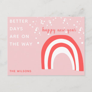 pastel pink candy cane rainbow personalised postcard