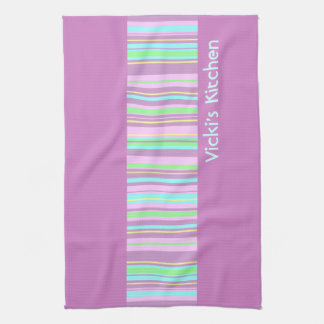 Pastel Pink Candy Stripe kitchen tea towel