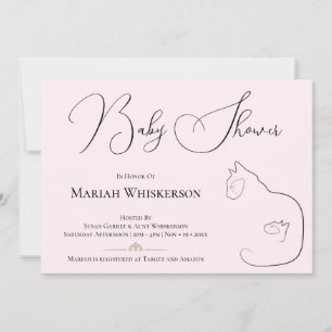 Pastel Pink Cat Lover Baby Shower Invitation
