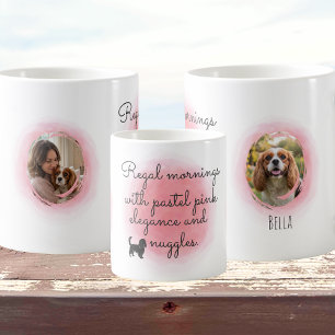 Pastel Pink Cavalier Watercolor Custom Photo Coffee Mug