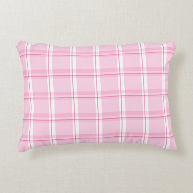 Pastel Pink Checkered Decorative Cushion (Front)