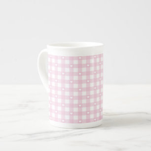 Pastel Pink Checks Bone China Mug