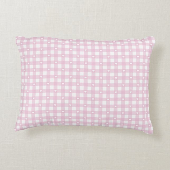 Pastel Pink Checks Decorative Cushion (Back)