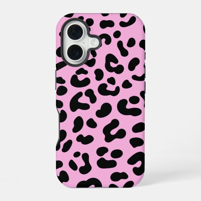 Pastel Pink Cheetah Print iPhone 16 Case (Back)