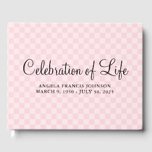Pastel Pink Chequerboard Celebration of Life Guest Book
