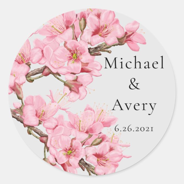 Pastel pink cherry blossom commemorative sticker (Front)