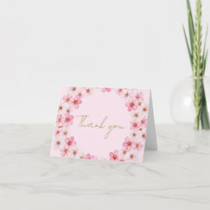 Pastel Pink Cherry Blossoms Beautiful Thank you Card