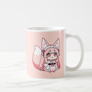Pastel Pink Chibi Fox Girl  Coffee Mug