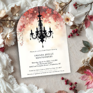 Pastel Pink Chic Floral Chandelier Bridal Shower Invitation