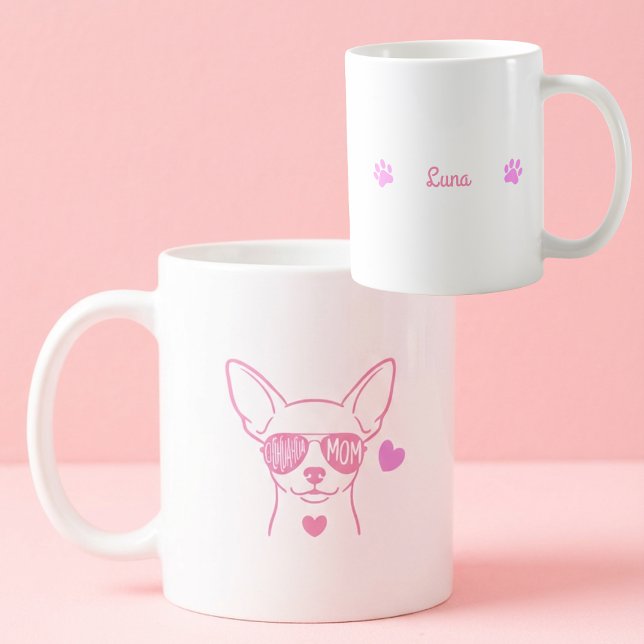 Pastel Pink Chihuahua Custom Name Dog Mom Mug (Creator Uploaded)