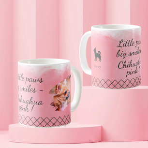 Pastel Pink Chihuahua - Personalized Photo & Name Coffee Mug