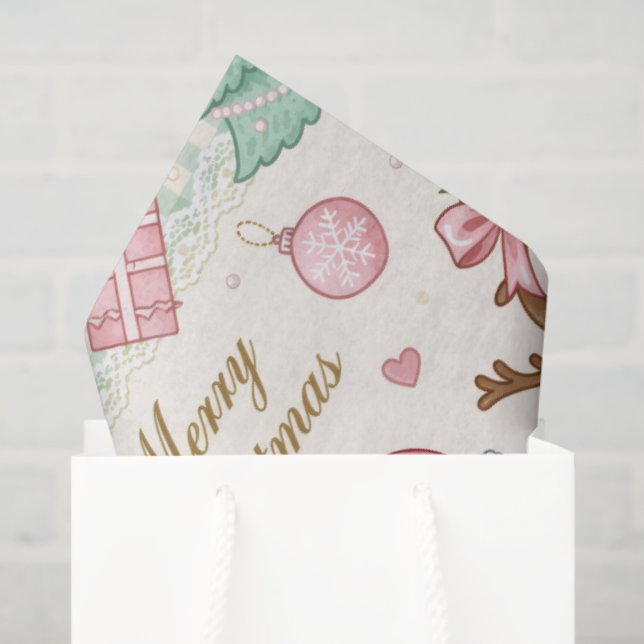 Pastel Pink Christmas Delight Tissue Paper (Gift Bag)