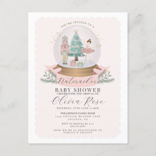 Pastel Pink Christmas Nutcracker girl baby shower Postcard