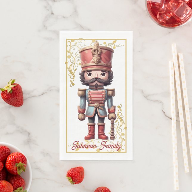 Pastel Pink Christmas Nutcracker Paper Napkin (Insitu)