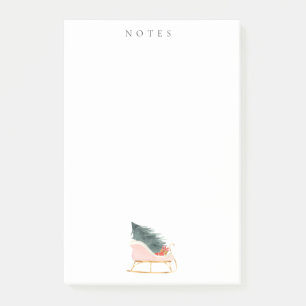 Pastel Pink Christmas Sleigh Holiday Post-it Notes