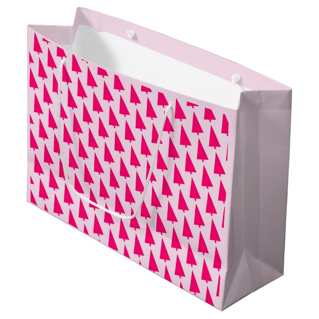 Pastel Pink Christmas Tree Gift Bag (Front Angled)