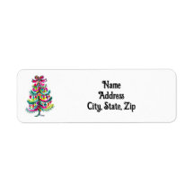 Pastel Pink Christmas Tree Holiday Return Address