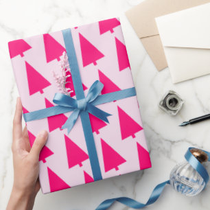 Pastel Pink Christmas tree Wrapping Paper