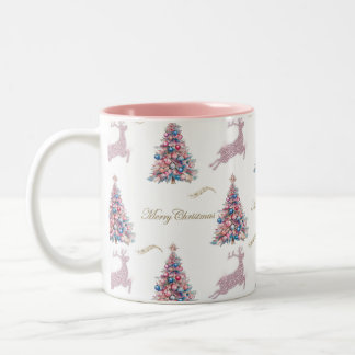 Pastel Pink Christmas Two-Tone Coffee Mug