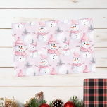 Pastel Pink Christmas Watercolor Snowman Tissue Paper<br><div class="desc">This design may be personalised by choosing the Edit Design option. You may also transfer onto other items. Contact me at colorflowcreations@gmail.com or use the chat option at the top of the page if you wish to have this design on another product or need assistance. See more of my designs...</div>