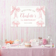 Pastel Pink Coquette Bow Girl 1st Birthday